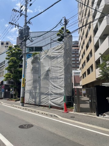 福岡市の街路樹撤去足場