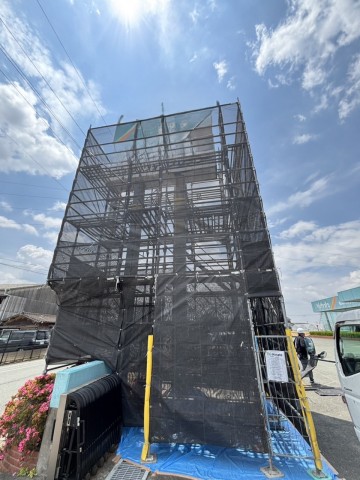 福岡市の看板改修用足場