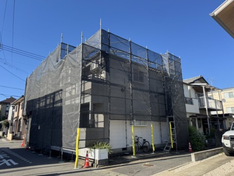 福岡市博多区某アパート　改修工事用足場