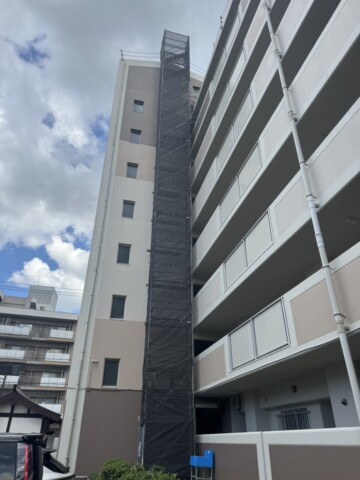 福岡市東区某公共住宅　屋上防水用足場