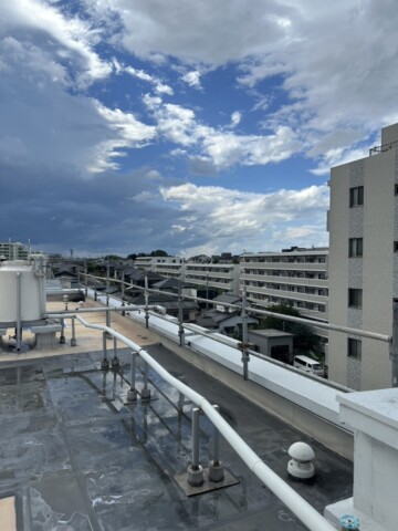 福岡市南区屋上防水工事　落下防止対策用足場