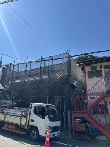 福岡市南区某会社　看板塗装用足場