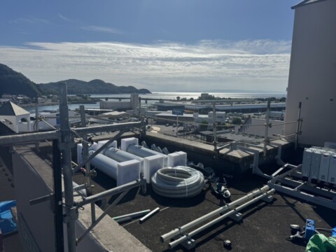 長崎市田中町某デパート　電波塔工事用足場