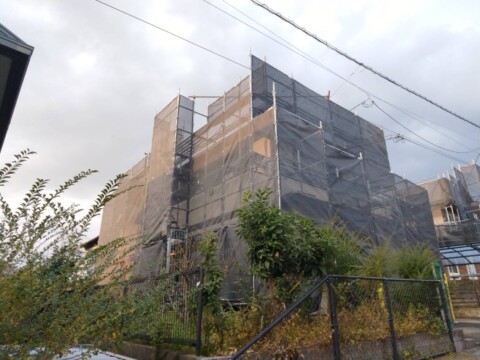 福岡県粕屋郡某住宅　外壁塗り替え用足場