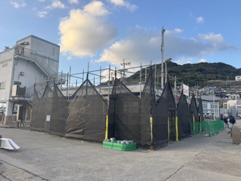 福岡市西区某集会場　外壁改修用足場