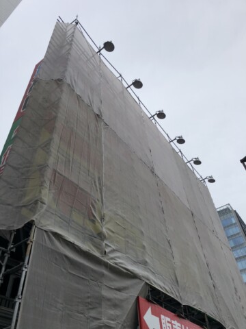 福岡県博多区某看板　塗替え用足場