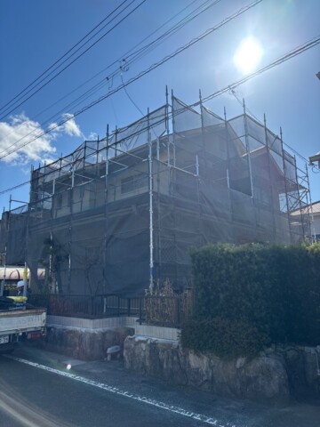 福岡県太宰府市某住宅　外壁改修工事用足場