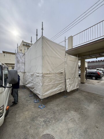 福岡県福岡市中央区某中学校　倉庫外壁改修工事