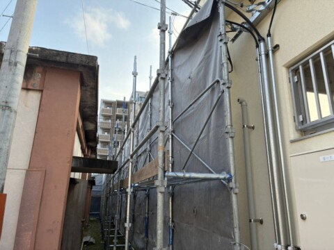 福岡県福岡市西区某中学校 解体工事用足場