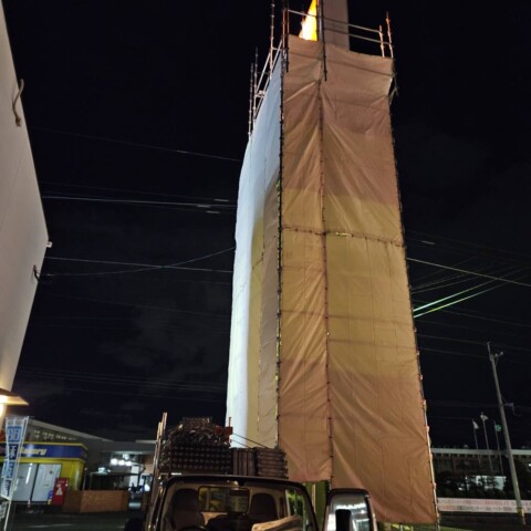 福岡県大野城市某独立看板改修工事用足場