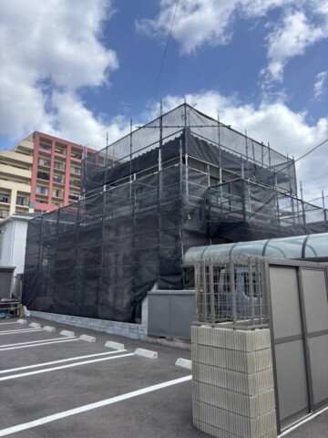 福岡県古賀市某住宅外壁塗装用工事用足場