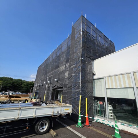 福岡県北九州市某店舗外壁改修工事用足場