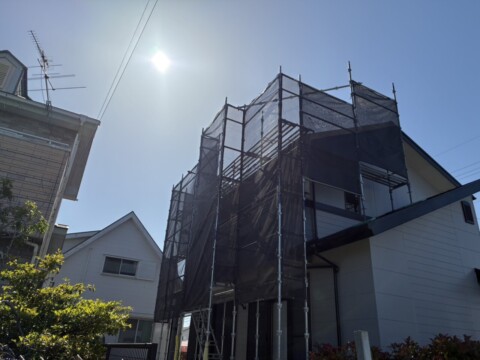 福岡県遠賀郡某住宅　太陽光パネル取り付け工事用足場