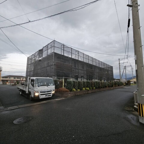 熊本県熊本市某集合住宅　太陽光パネル工事用足場