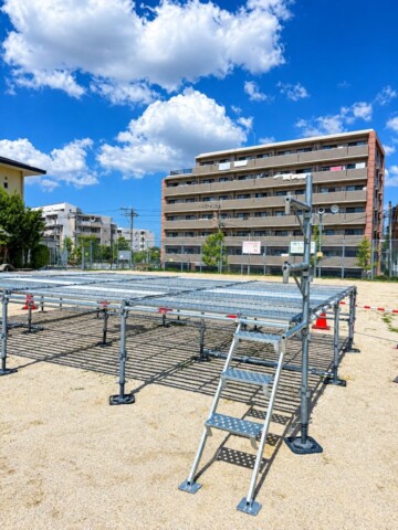 福岡県春日市某公民館　秋祭り用ステージ足場